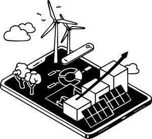 Black icon of a smartphone with an energy Infrastructure coming out of it – symbol for global digital connectivity and mobile solutions
