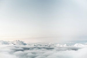 white sky and clouds