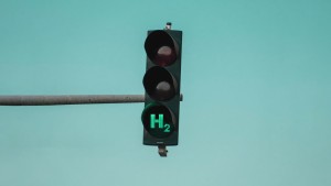 Eine Ampel mit grünem Licht, in der Form von H2