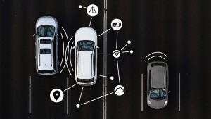 three cars from the top driving on a street