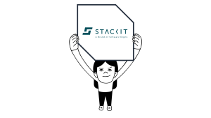 Stackit Logo auf einem Schild illustriert
